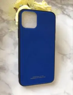iPhone11Proケース ブルー青色　9H強化ガラス 耐衝撃 TPUバンパー
