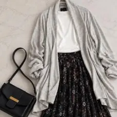 23区 Botto Giuseppe シルク混 ロングカーディガン 32 グレー