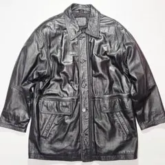 ​羊革 CIVIN ラムレザー カーコート 黒 L相当 本革 ハーフコート90s