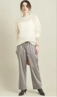 BY サテンドローストイージーワイドパンツ