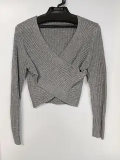 クリーニング済み グレイル カシュクールニット M グレー