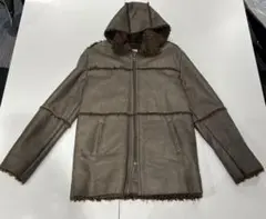 ヴィンテージ ムートンジャケット XL ブラウン フード取り外し可