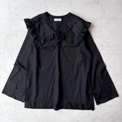 SHIPS any24ss ビッグカラーフリル リボンブラウス コットン100のサムネイル