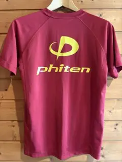ファイテン phiten 半袖　M ワインレッド 背面　ゴールドロゴ　バレー