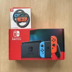 【美品】Nintendo Switch 本体 青/赤　ハンドル2個セット