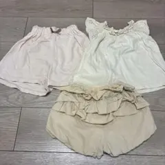 レース付きフリルトップスとショートパンツセット