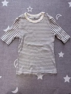UNIQLO ストライプ 五分袖 Tシャツ S