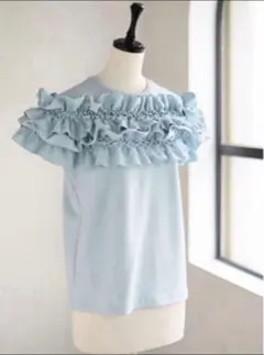 TREFLE+1トレフルプラスワンブーケティーTシャツ水色半袖フリーのサムネイル