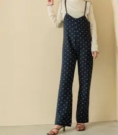 UbySpick&Span ドットジャガードニットオールインワン　ネイビー　36