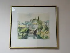水彩画 街並み 風景画 K. Otsuki 額装 水彩画 街並み 風景画 K. Otsuki 額装 - メルカリ