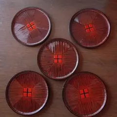 朱塗　丸皿　皿　銘々皿　五枚セット