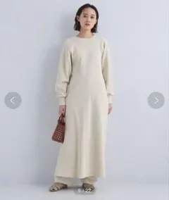 ワンピース　ワッフル素材　ロング丈