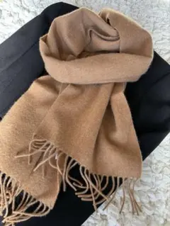 UNIQLOカシミヤ100%キャメル色マフラー フリンジ付き　中古