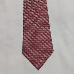 LANCEL ネクタイ 赤 幾何学模様 シルク100%　ランセル