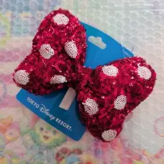 ディズニーランド　 ミニー　ヘアーポニー　スパンコール　✨赤✨