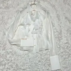 sacai 23-06920 フリル 長袖シャツ ホワイト - メルカリ