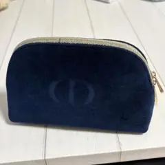 Dior ノベルティ　ネイビー×ゴールド　ベロアポーチ