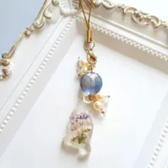 ドライフラワーと猫さんのチャーム