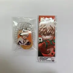 爆豪勝己 絵札缶バッジ 極楽湯キーホルダー