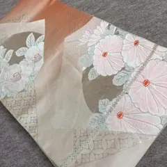 ◆1501◆六通柄　袋帯　和柄　菊と白椿　正絹　着物　和装着物