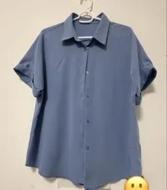 GU 半袖シャツ　ブラウス　ブルー　L