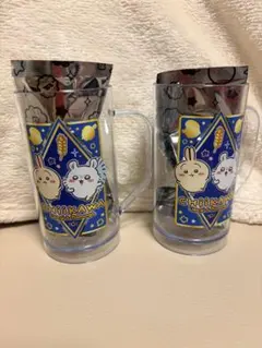 ちいかわ 黒ビア風　ジョッキカップ ウサギ　モモンガ2個セット
