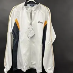 asics ジップアップジャケット ホワイト/ネイビー/オレンジ