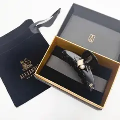 アレクサンドルドゥパリ ヘアクリップ カーブ リボン パール ブラック