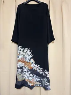 黒留袖　着物リメイクワンピース　正絹