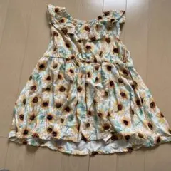 ひまわり柄 ノースリーブワンピース 80cm