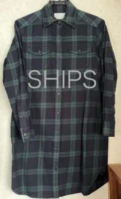 SHIPS チェック柄 ロング丈シャツ