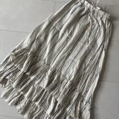 IENA LA BOUCLE ストライプ ティアード フレアスカート シルクのサムネイル