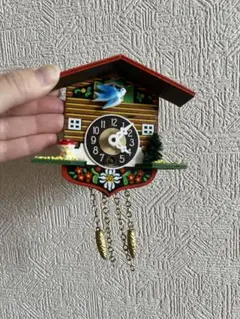 【西ドイツ/エングストラー社製】森の時計　ゼンマイ巻　ミニチュア鳩時計　掛け時計