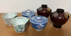 蓋付椀２客　蓋付湯呑茶碗２客　小鉢２個　まとめ売り