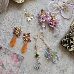 天然石のチャーム3ペアセット