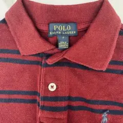 【美品】ラルフローレン キッズ ポロシャツ 120 ボーダー ボルドー 6