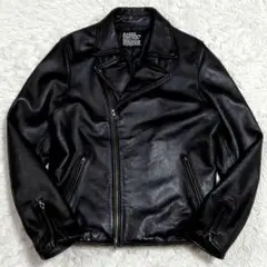 美品 XL ナノユニバース カウレザー 中綿 ダブルライダース 黒 サーモライト