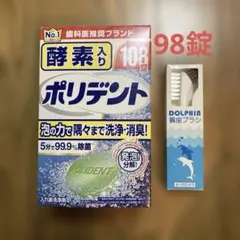 폴리덴트 틀니 클리너 98개+돌핀 틀니 브러시