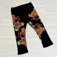 ヒステリックミニ «90» ブラウンテディー 総柄 レギンス 黒