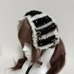 【5%OFF】ニットリボンヘッドドレス　ブラック　編み物　毛糸