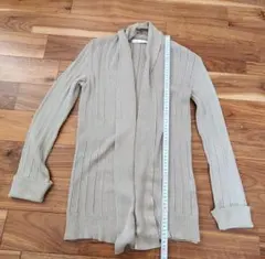 レディースロングカーディガン ニット ベージュ Lサイズ オープンフロント