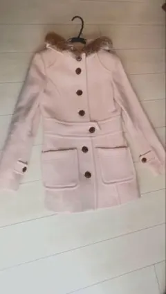 バーバリーピンク ウールコート ファー付きフード