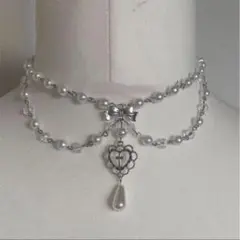 ラス1 ネックレス　ハート　パール　y2k 韓国