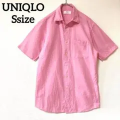 UNIQLO ユニクロ リネンコットン 半袖シャツ ピンク 麻混 メンズ S