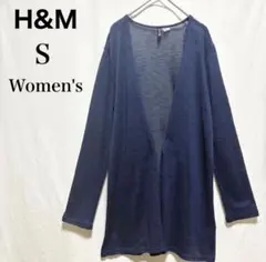 H&M/薄手/ロングカーディガン/シンプル/レディース/ネイビー/S