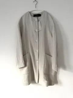 新品 ZARA BASIC ノーカラー スプリングコート サイズS ベージュ