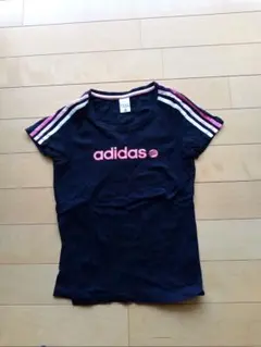 adidas 半袖Tシャツ M 黒・ピンク