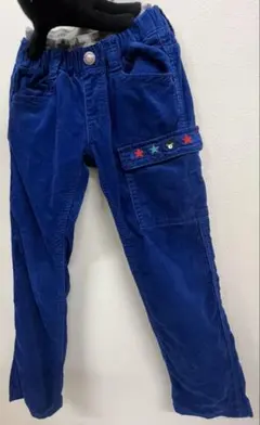 【130cm】ミキハウス ダブルB コーデュロイ パンツ ブルー 刺繍入り