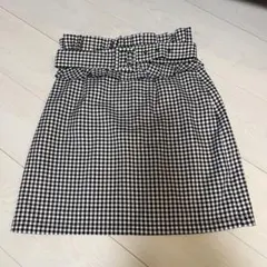 ウエストベルト付チェックスカート