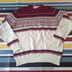 80s 90s McGregor 赤・クリーム ニット・柄セーター